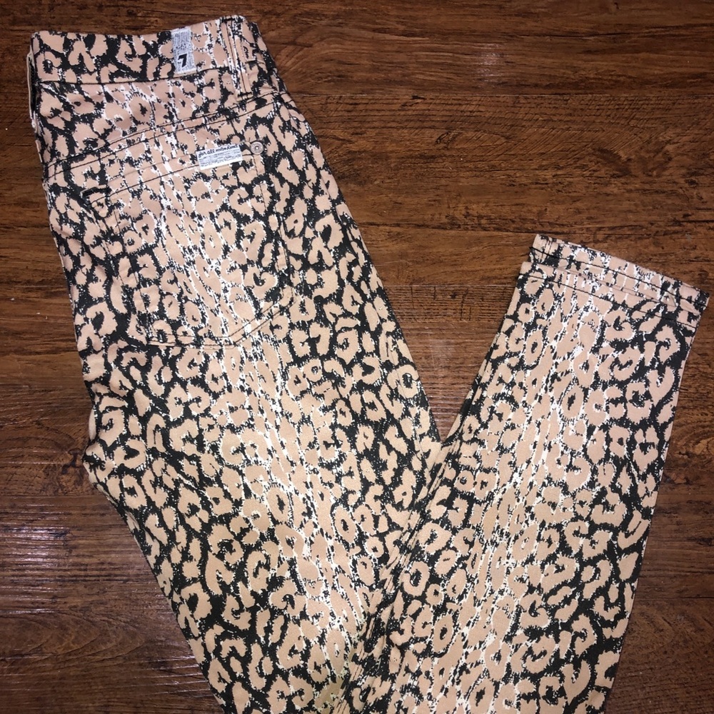 7 For All Mankind Tan/Black Animal Print Jeans